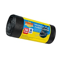 Мешки для мусора 240 л, черные, в рулоне 10 шт., ПНД 40 мкм, 1250х1000 мм, Крепак, 4607075710153 в Кропоткине