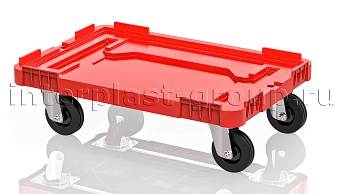 Тележка пластиковая сплошная без тормозов усиленная красная в Кропоткине Тележка пластиковая сплошная без тормозов усиленная красная в Кропоткине