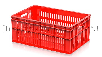 Ящик для молока, мяса, овощей и фруктов большая перфорация дно сплошное красный в Кропоткине