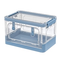 Ящик пластиковый складной прозрачный, дно синее, 360х235х230 мм, с колесиками в Кропоткине
