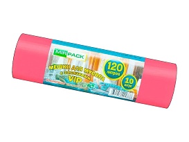 Мешки для мусора 120 л, с завязками, красные, в рулоне 10 шт., ПНД, 15 мкм, 800х750 мм, VIP, Z12010red в Кропоткине