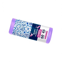 Мешки для мусора 60 л, сиреневые, в рулоне 45 шт., ПНД, 8 мкм, 700х600 мм, Узоры Чистоты, МУ4244 (МН 60-45сир) в Кропоткине