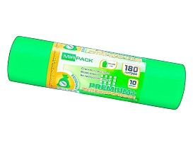 Мешки для мусора 180 л, ароматизированные, зеленые, в рулоне 10 шт., ПВД, 35 мкм, 1100х930 мм, PREMIUM+, 180105301 в Кропоткине