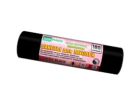 Мешки для мусора 180 л, ароматизированные, черные, в рулоне 10 шт., ПВД, 50 мкм, 1100х930 мм, EXTRA black, 18008301 в Кропоткине
