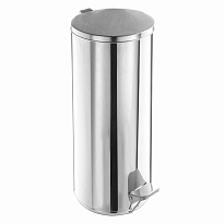 Ведро для мусора с педалью, усиленное, Титан, 30 л, кольцо под мешок, нержавеющая сталь, хром в Кропоткине