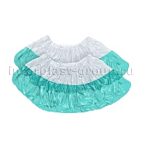 Бахилы бело-бирюзовые 1000 шт (500 пар), 48 мкм, двойная подошва, с одной резинкой, Эконом+ в Кропоткине