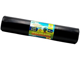 Мешки для мусора 200 л, ароматизированные, черные, в рулоне 10 шт., ПВД, 100 мкм, 1200х800 мм, Добрыня, Dob20010black в Кропоткине