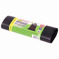 Мешки для мусора 120 л, черные, в рулоне 10 шт., ПНД, 11 мкм, 1020х670 мм, Любаша, 608093 в Кропоткине