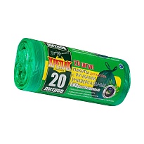 Мешки для мусора 20 л, биоразлагаемые, с ручками, черные, в рулоне 30 шт., ПНД, 10 мкм, 550х440 мм, Крепак, 4607075710047 в Кропоткине