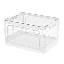 Ящик пластиковый складной прозрачный, дно белое, 360х235х230 мм, с колесиками в Кропоткине