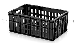 Пластиковый ящик для молока, мяса, овощей и фруктов черный