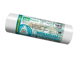 Мешки для мусора 180 л, ароматизированные, белые, в рулоне 10 шт., ПВД, 35 мкм, 1100х930 мм, PREMIUM+, 180105302 в Кропоткине