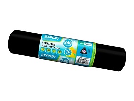 Мешки для мусора 240 л, черные, в рулоне 10 шт., ПВД 80 мкм, 1300х930 мм, EXPORT, exp 24010167 в Кропоткине