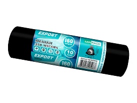 Мешки для мусора 160 л, ароматизированные, черные, в рулоне 10 шт., ПВД, 80 мкм, 1100х930 мм, EXPORT, exp16010142 в Кропоткине