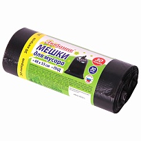 Мешки для мусора 30 л, черные, в рулоне 30 шт., ПНД, 7 мкм, 550х480 мм, Любаша, 608089 в Кропоткине