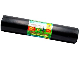 Мешки для мусора 280 л, ароматизированные, черные, в рулоне 10 шт., ПВД 110 мкм, 1400х930 мм, Добрыня, Dob28010black в Кропоткине