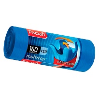 Мешки для мусора 160 л, с ушками, синие, в рулоне 10 шт., ПВД, 30 мкм, 1250х900 мм, PACLAN Multitop, 604064 в Кропоткине