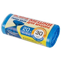 Мешки для мусора 20 л, синие, в рулоне 30 шт., ПНД, 8 мкм, 500х450 мм, LAIMA, 607682 в Кропоткине