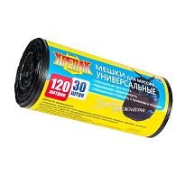 Мешки для мусора 120 л, черные, в рулоне 30 шт., ПНД, 15 мкм, 1100х700 мм, Крепак, 4607075710122 в Кропоткине
