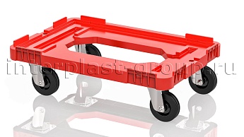 Тележка пластиковая с отверстием без тормозов красная в Кропоткине