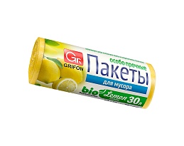 Мешки для мусора 30 л, ароматизированные, Лимон, желтые, в рулоне 20 шт., ПНД, 9 мкм, 560х530 мм, GRIFON Aroma, 101-020 Li в Кропоткине Мешки для мусора 30 л, ароматизированные, Лимон, желтые, в рулоне 20 шт., ПНД, 9 мкм, 560х530 мм, GRIFON Aroma, 101-020 Li в Кропоткине