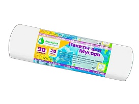 Мешки для мусора 30 л, белые, в рулоне 20 шт., ПНД, 7 мкм, 600х500 мм, MIRPACK Classik, 302042 в Кропоткине Мешки для мусора 30 л, белые, в рулоне 20 шт., ПНД, 7 мкм, 600х500 мм, MIRPACK Classik, 302042 в Кропоткине