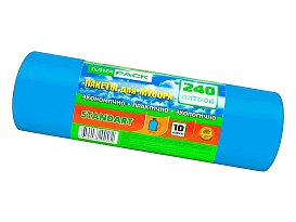 Мешки для мусора 240 л, ароматизированные, синие, в рулоне 10 шт., ПВД 30 мкм, 1300х930 мм, STANDART, 24010661 в Кропоткине Мешки для мусора 240 л, ароматизированные, синие, в рулоне 10 шт., ПВД 30 мкм, 1300х930 мм, STANDART, 24010661 в Кропоткине