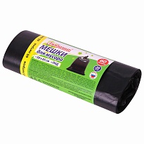 ММешки для мусора 60 л, черные, в рулоне 20 шт., ПНД, 8 мкм, 650х580 мм, Любаша, 608092 в Кропоткине