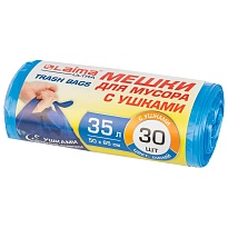 Мешки для мусора 35 л, с ушками, синие, в рулоне 30 шт., ПНД, 11 мкм, 650х500 мм, LAIMA ULTRA, 607684 в Кропоткине Мешки для мусора 35 л, с ушками, синие, в рулоне 30 шт., ПНД, 11 мкм, 650х500 мм, LAIMA ULTRA, 607684 в Кропоткине
