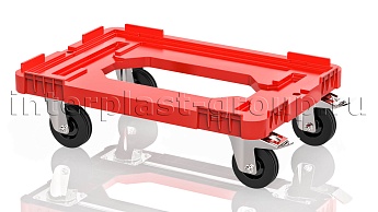Тележка пластиковая с отверстием 2 колеса с тормозом усиленная красная в Кропоткине
