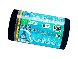 Мешки для мусора 100 л, черные, в рулоне 10 шт., ПВД, 70 мкм, 1000х600 мм, PREMIUM+, 1001076 в Кропоткине
