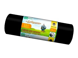 Мешки для мусора 180 л, ароматизированные, черные, в рулоне 10 шт., ПВД, 100 мкм, 1100х930 мм, Добрыня, Dob18010black в Кропоткине